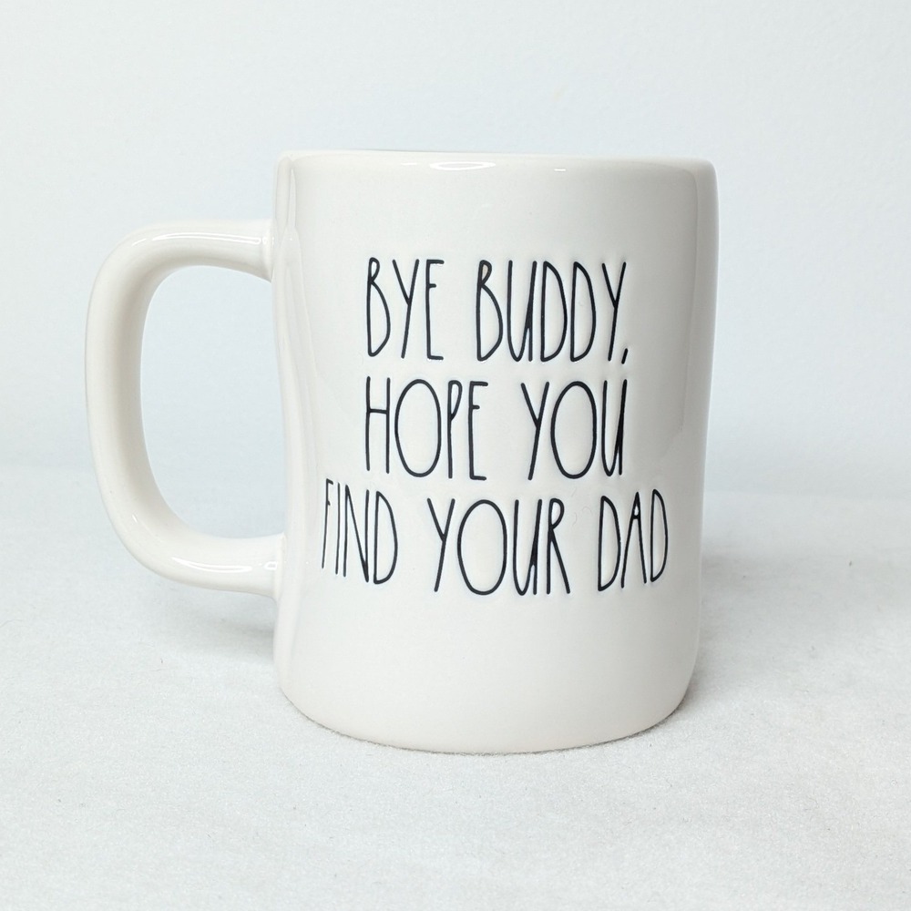 NEW Rae Dunn Magenta Buddy Elf Character Double Sided Ceramic Mug White Blue